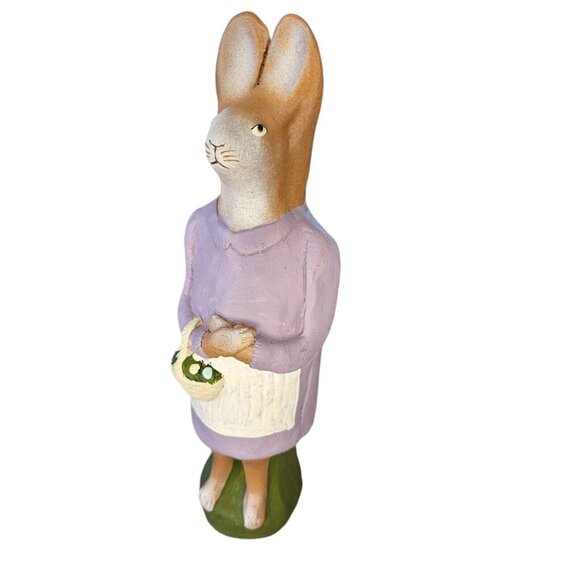 Vintage‎ Easter Dressed Bunny Figurine Signed Jackson Pottery Matte Finish 10.5" - Picture 1 of 13
